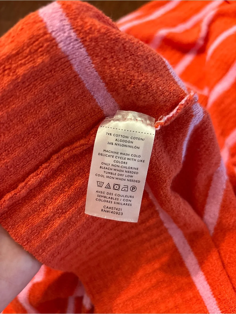 LOFT Orange and Pink Striped Henley Sweater